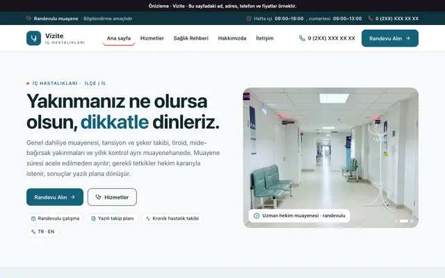 Vizite iç hastalıkları muayenehanesi teması ana sayfa önizlemesi