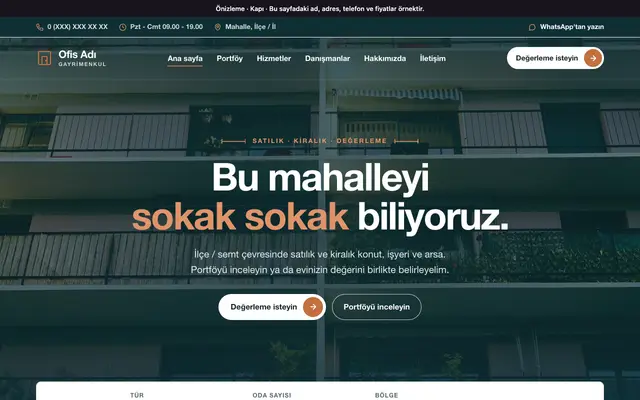 Kapı semt emlak ofisi teması ana sayfa önizlemesi