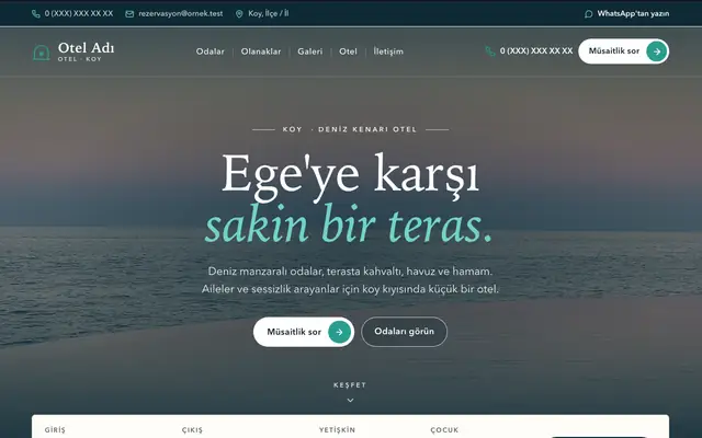 Teras deniz manzaralı otel teması ana sayfa önizlemesi