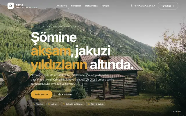 Yayla dağ evi otel teması ana sayfa önizlemesi